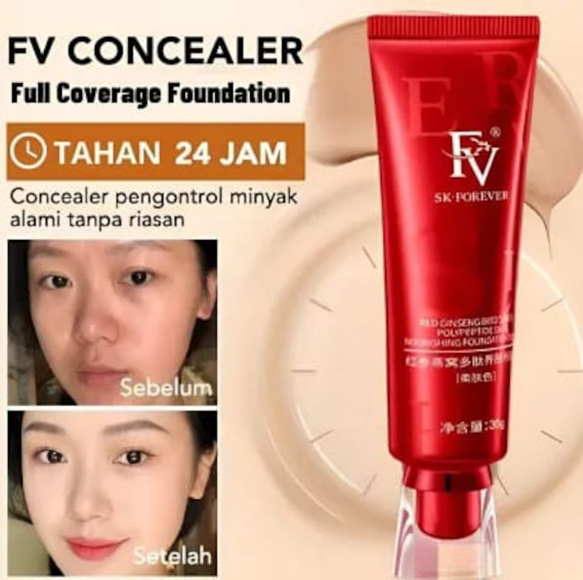FV Oil Absorb Ivory Liquid Foundation 30g – Matte Finish