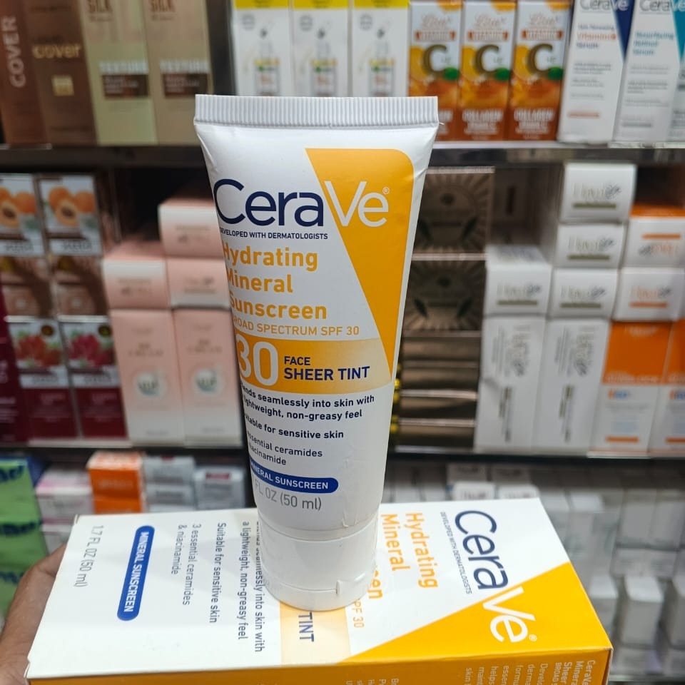 CeraVe Hydrating Mineral Sunscreen SPF 50 – Face Sunblock for Sensitive Skin
