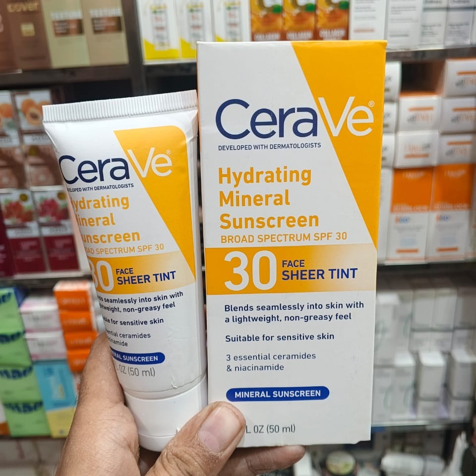 CeraVe Hydrating Mineral Sunscreen SPF 50 – Face Sunblock for Sensitive Skin