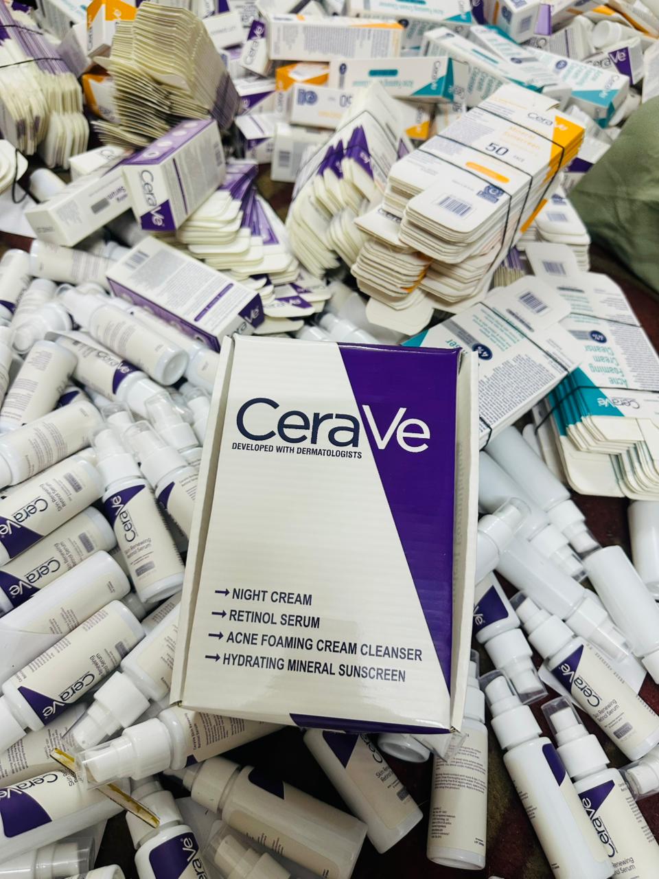 CeraVe 4-in-1 Skincare Combo – Cleanser, Retinol Serum, SPF 50 & Night Cream