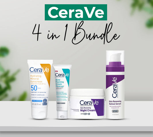 CeraVe 4-in-1 Skincare Combo – Cleanser, Retinol Serum, SPF 50 & Night Cream