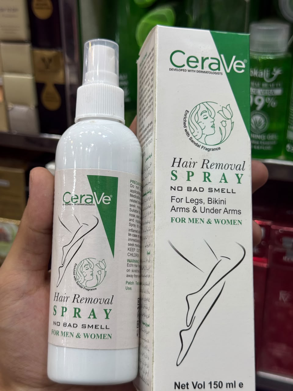 Green CeraVe Hair Removal Spray Skincare Product For Men And Women - 150ML